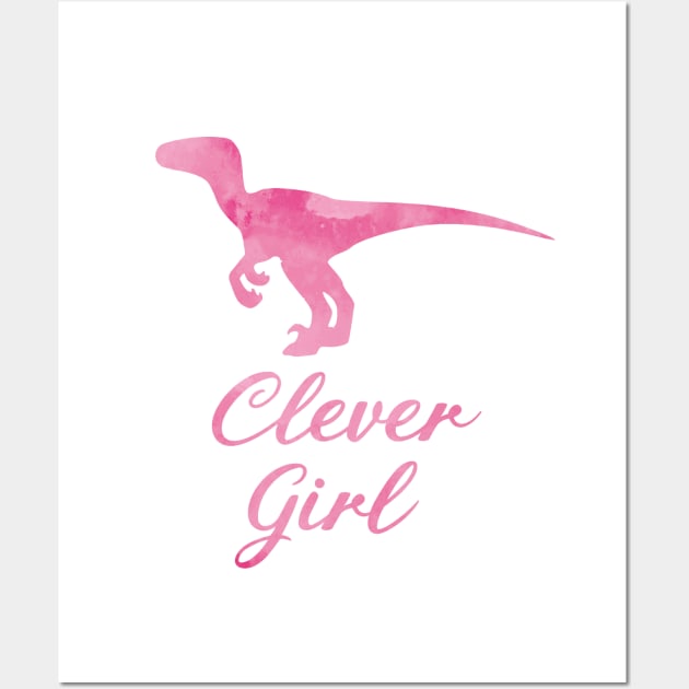 Clever Girl - Pink Dinosaur Wall Art by TheJollyMarten